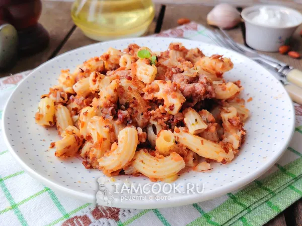 Фото блюда: Макароны по-флотски с фасолью