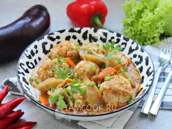 Фото блюда: Тефтели с баклажанами