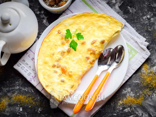 Фото блюда: Омлет с творогом и изюмом