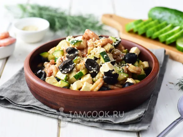 Фото блюда: Салат с креветками и творожным сыром