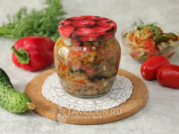 Фото блюда: Салат Охотничий на зиму с грибами