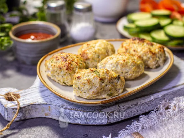 Фото блюда: Куриные котлеты с творогом в духовке