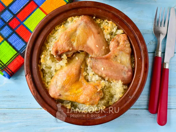 Фото блюда: Куриные крылышки с рисом в духовке