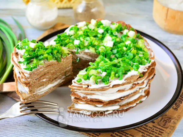 Фото блюда: Печеночный торт со сметаной