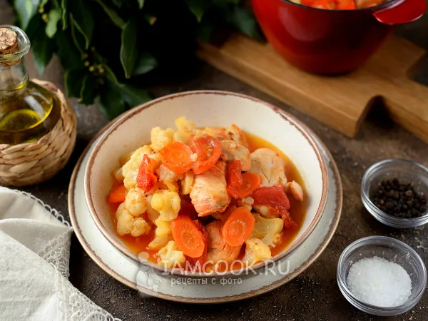 Фото блюда: Куриное филе с овощами в горшочке