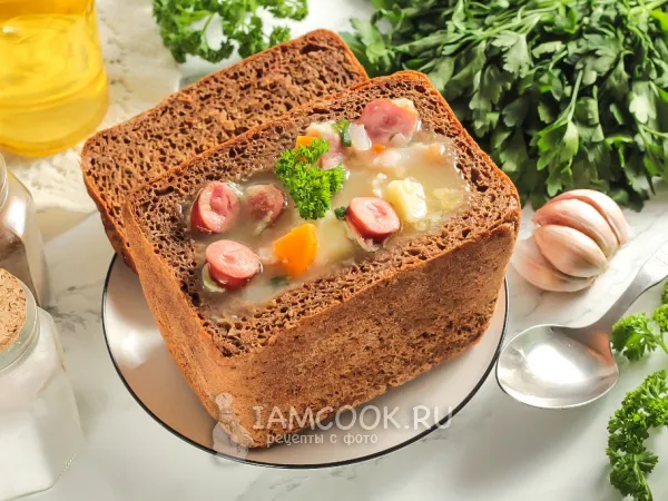 Фото блюда: Гороховый суп в хлебе