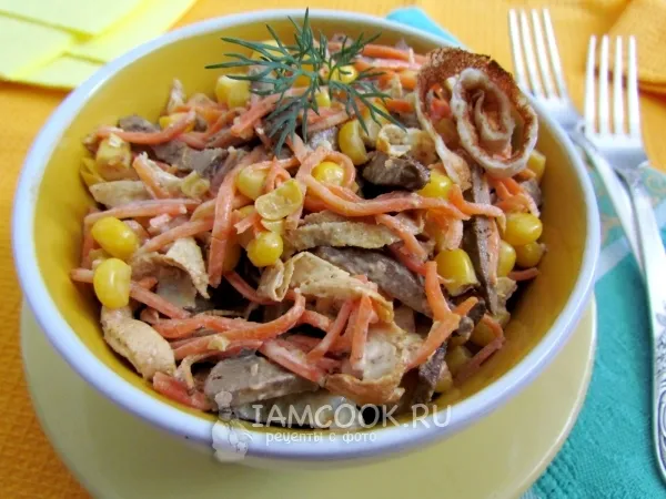 Фото блюда: Салат с говяжьей печенью