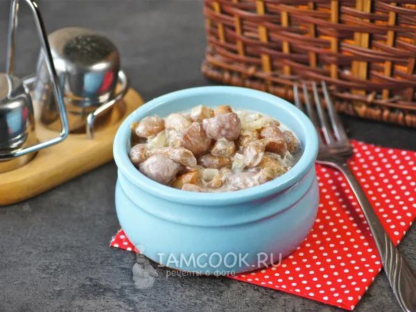 Фото блюда: Тушеные опята в сметане