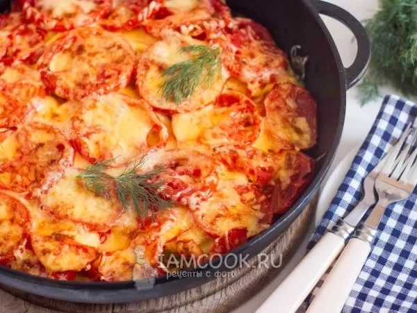 Фото блюда: Запеченные кабачки с помидорами