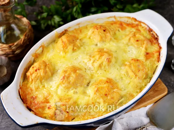 Фото блюда: Запеканка из кабачков с фрикадельками в духовке