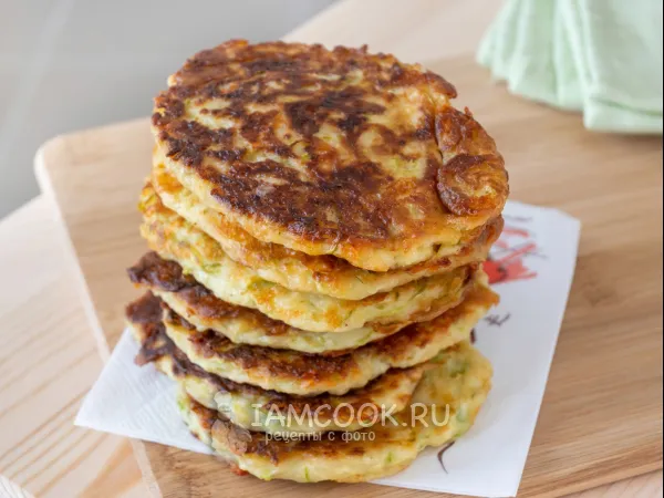 Фото блюда: Кабачковые оладьи с творогом и сыром