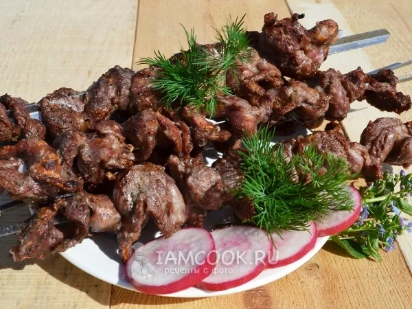 Фото блюда: Шашлык из куриных желудков