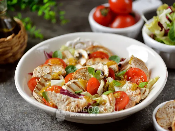 Фото блюда: Постный салат «Цезарь» с грибами