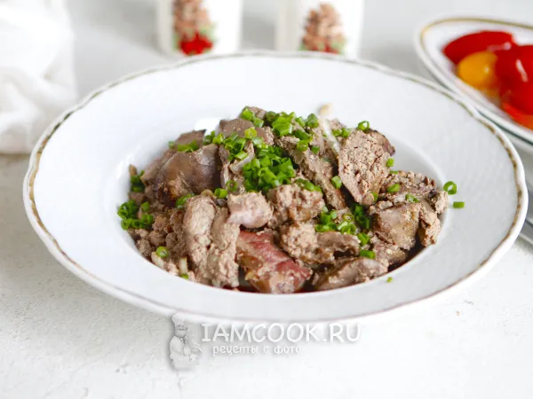 Фото блюда: Куриная печень в сметане в аэрогриле