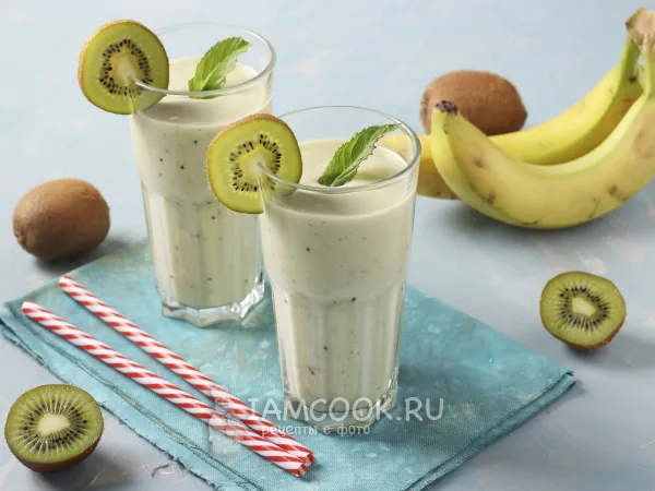 Фото блюда: Смузи из киви, авокадо и банана на йогурте
