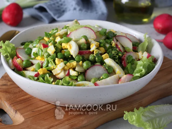 Фото блюда: Салат из редиски с горошком и яйцом