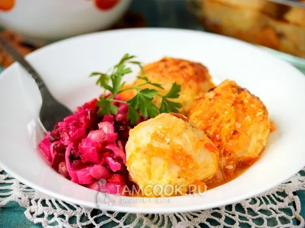 Фото блюда: Тефтели из куриного фарша с рисом в духовке