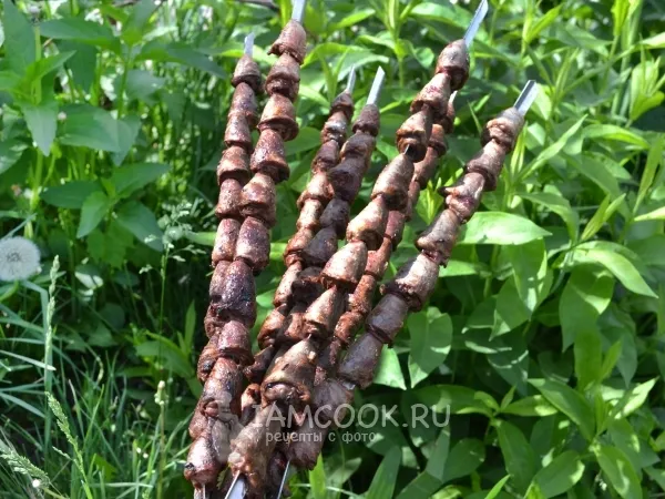 Фото блюда: Шашлык из куриных сердечек в сметане (на мангале)