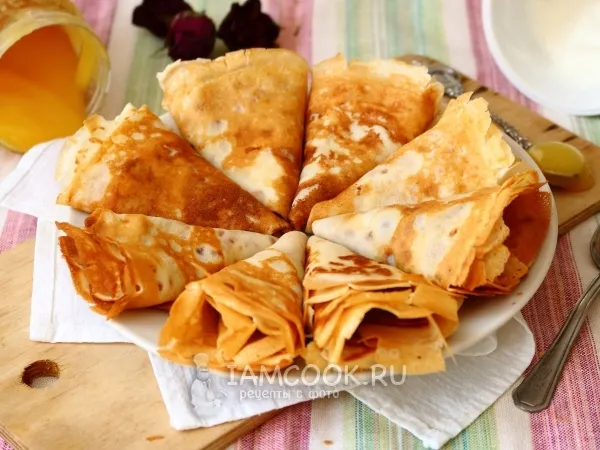 Фото блюда: Тонкие блины с разрыхлителем