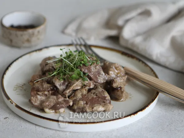 Фото блюда: Куриная печень в майонезе в духовке
