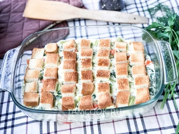 Фото блюда: Овощи в сметане с сухариками