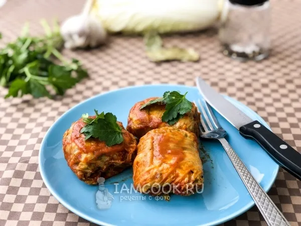 Фото блюда: Голубцы с пекинской капустой и шампиньонами