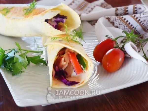 Фото блюда: Греческий гирос из свинины по-домашнему