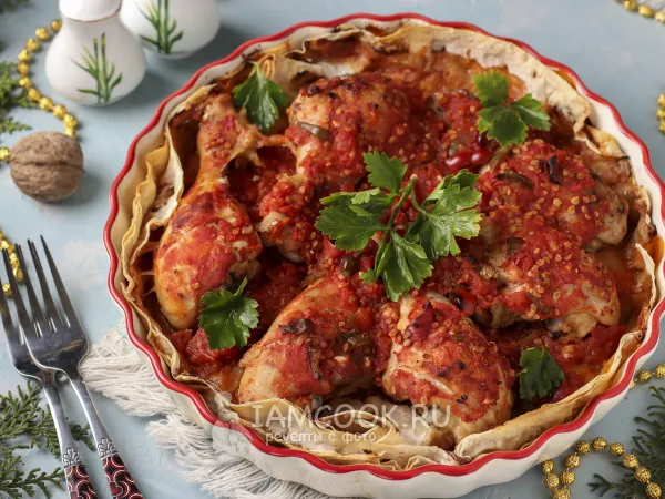 Фото блюда: Куриные голени в томатном соусе в духовке