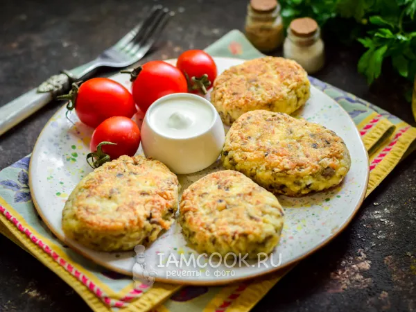 Фото блюда: Яичные котлеты с грибами и плавленым сыром