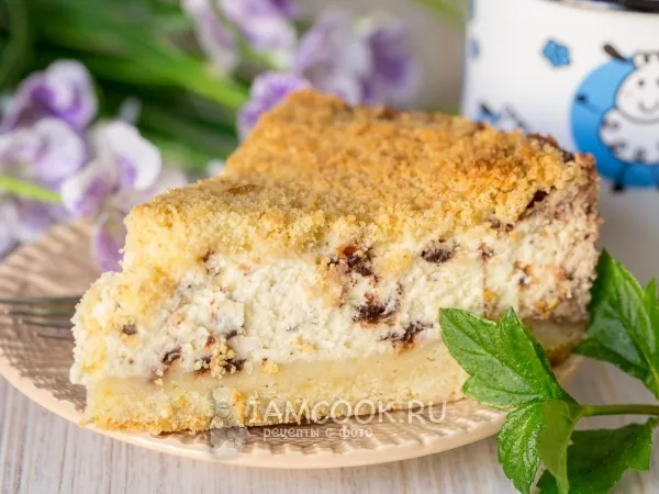 Фото блюда: Пирог-крошка с творогом и шоколадом