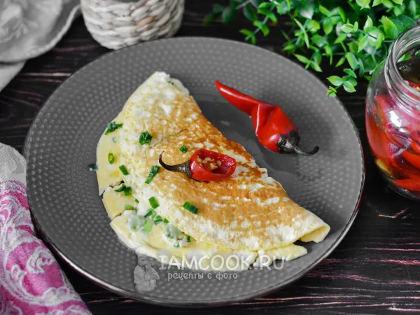 Фото блюда: Омлет на овсяном молоке на сковороде