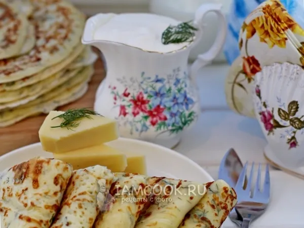Фото блюда: Блины с сыром и зеленью