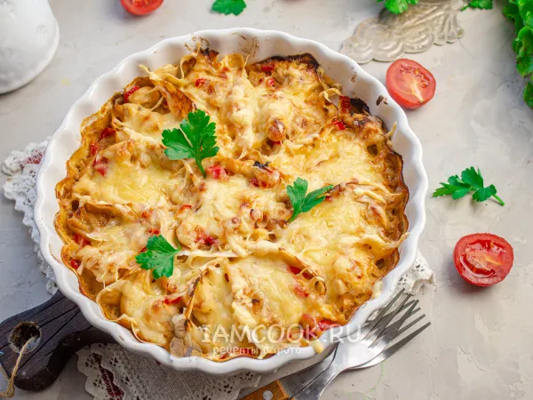 Фото блюда: Закуска из лаваша с курицей и сыром