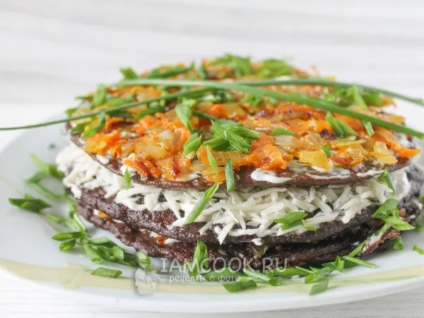 Фото блюда: Печеночный торт из свиной печени