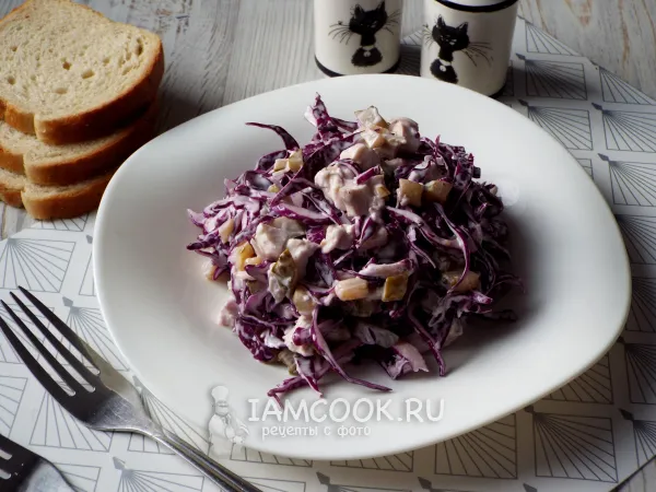 Фото блюда: Салат из красной капусты с курицей