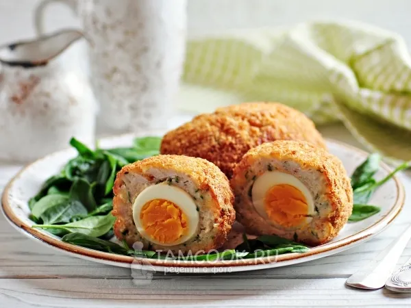 Фото блюда: Яйца в фарше а-ля по-шотландски