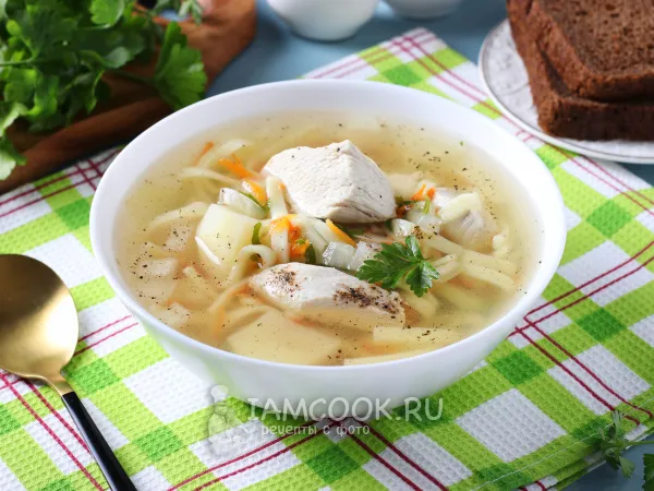Фото блюда: Куриный суп с яичной лапшой