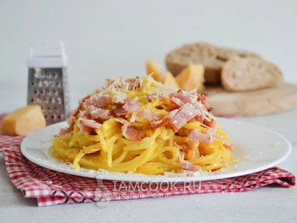 Фото блюда: Спагетти карбонара со сливками (классический рецепт)