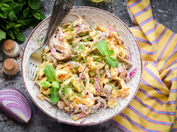 Фото блюда: Салат из печеночных и яичных блинчиков