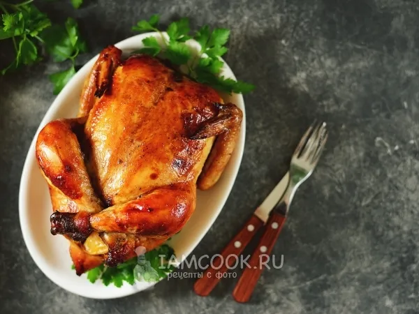 Фото блюда: Курица, запеченная с киви и апельсинами
