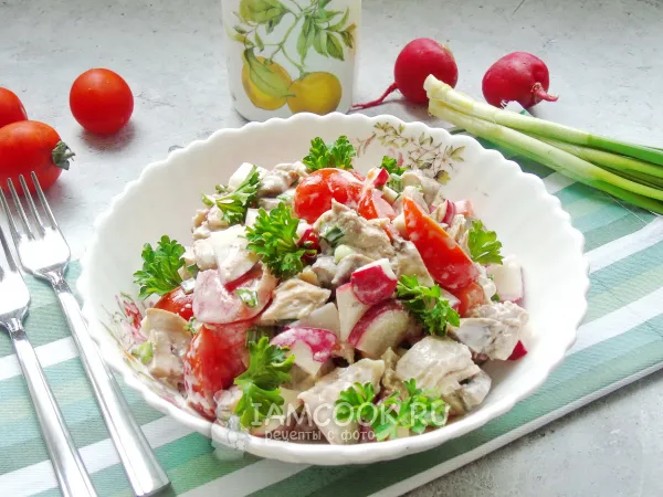 Фото блюда: Салат со свининой с грибами