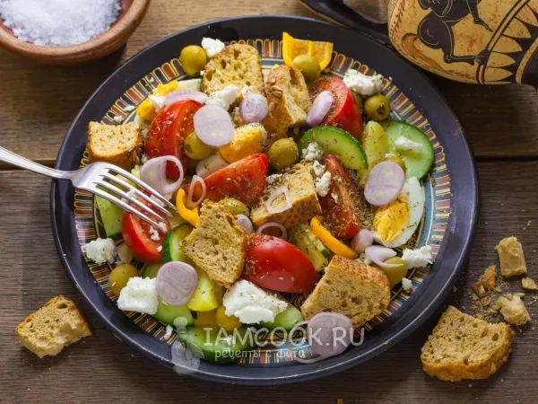 Фото блюда: Греческий салат с сухариками