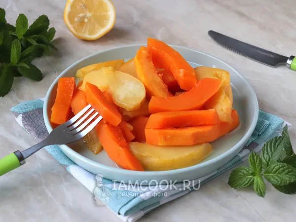 Фото блюда: Тыква с айвой, запеченная в духовке