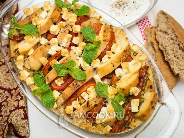 Фото блюда: Кускус с курицей, сыром фета и помидорами