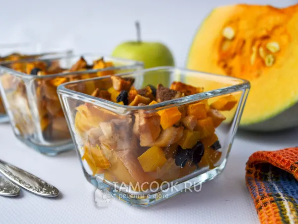 Фото блюда: Десерт из тыквы и яблок в духовке