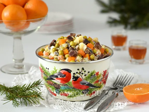 Фото блюда: Оливье с куриными желудками