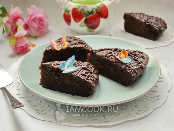 Фото блюда: Постный влажный шоколадный пирог