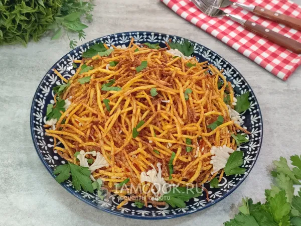 Фото блюда: Салат с грибами эноки