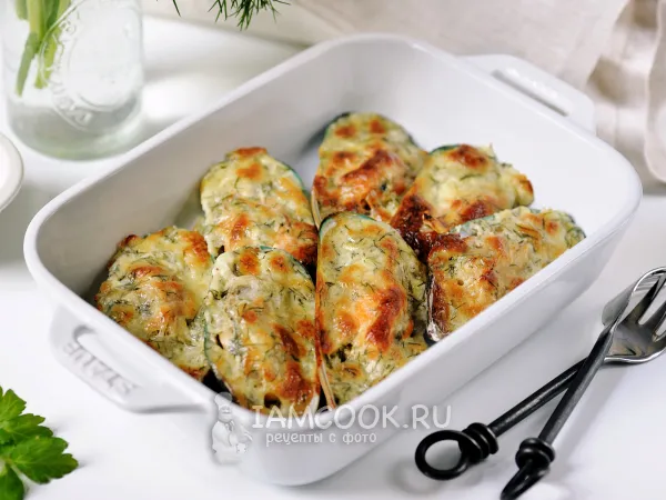 Фото блюда: Мидии в ракушках, запеченные в сливочном соусе