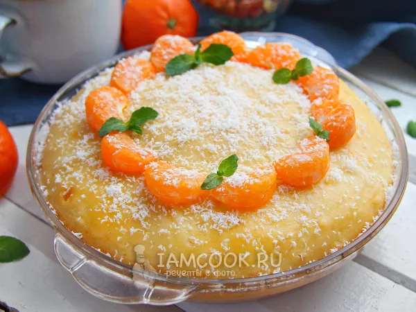 Фото блюда: Заливной пирог с мандаринами